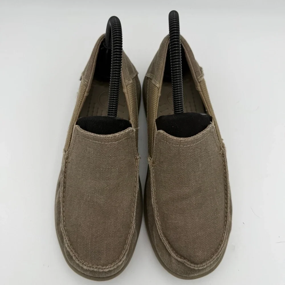 Unisex Youth Big Kids Crocs Santa Cruz II Brown Khaki Slip-On Loafers Size‎ J 5